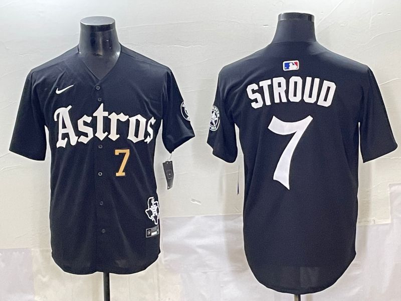 Men 2025 Houston Astros #7 Stroud Black Five generations Joint Name Nike MLB Jersey style 4->houston astros->MLB Jersey